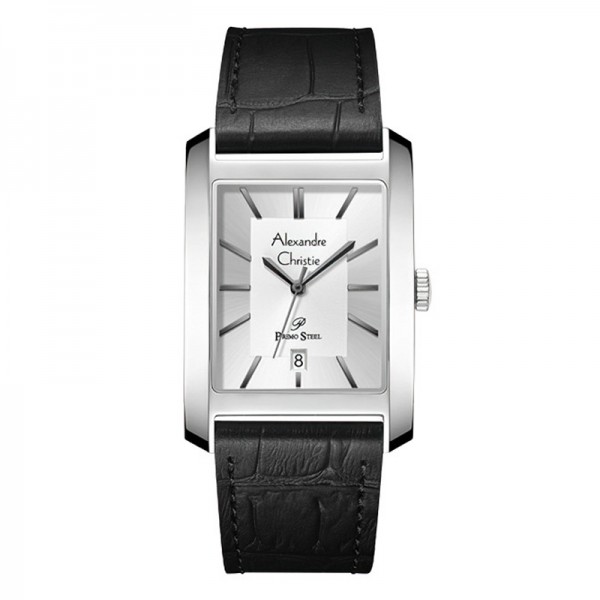 Alexandre Christie AC 1019 Silver White Black Leather Man MDLSSSLBA